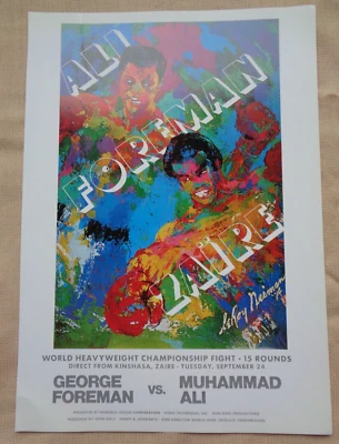 Leroy Neiman 海报印刷拳击 George Foreman Muhammad Ali Fight Zaire 非洲 — 第 1/4 张图片
