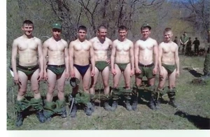 REPRINT 2000's Shirtless Handsome young man gay russian Soldiers vtg photo - Picture 1 of 1