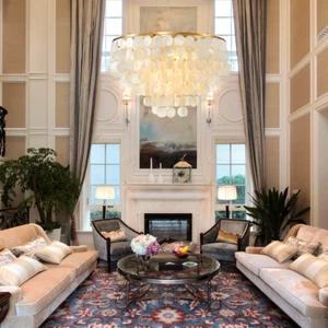 23.6" Acrylic Shell Pendant Lamp Elegant Gold Chandelier 6-Light Pendant Fixture - Picture 1 of 15