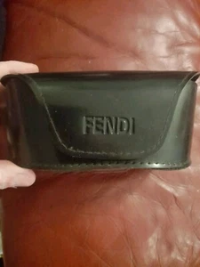 FENDI Black PATENT Leatherette FOLDOVER Logo SUNGLASSES Glasses SOFT Case ONLY - Picture 1 of 2