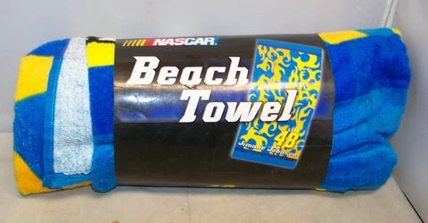 VINTAGE 2008 HGL LOWE'S #48 JIMMIE JOHNSON FLAMES HENDRICK BEACH TOWEL NOS Cover