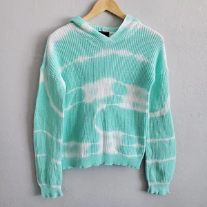 Its Our Time Youth Teal/Green Tie Dye Hooded Long Sleeve Knit Sweater Sz XL (16) - Picture 1 of 5