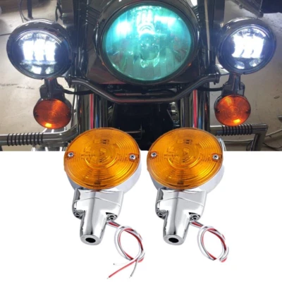 Amber LED Turn Signals Light Indicator Lamp For Harley Touring Electra Glide USA - Image 1 of 4