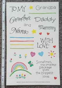Large sticker sheet to personalize cards. Grandpa Nana Mommy Daddy Grandma - Picture 1 of 1
