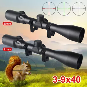 Hunting Rifle Scope Red Green Dual illuminated 3-9x40EG Optical Gun Scope Mount - Picture 1 of 13