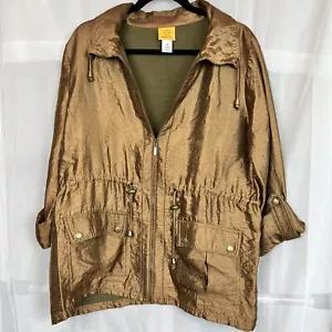 Ruby Rd bronze metallic jacket sz 14 lightweight drawstring space gorpcore - Picture 1 of 9