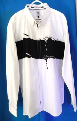 Camisa Marc Ecko Corte y Costura Abotonada-2XL, Blanco y Negro Nueva con Etiquetas $80 Foto 1 de 4
