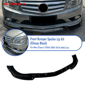 Front Bumper Spoiler Lip Kit For Benz C Class W204 AMG Line 2007-2010 2008 Black - Picture 1 of 9