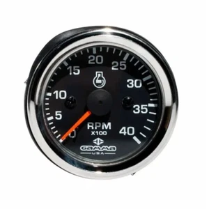 Electronic RPM Meter 0-4000 RPM, 12/24 Volt 52mm (2") Black Dial W Terminal - Picture 1 of 5