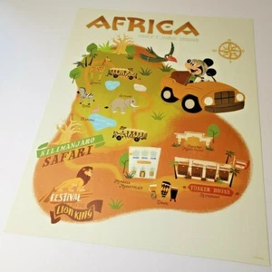 Africa Park Map Poster Animal Kingdom 11x14 Authentic Walt DIsney World - Picture 1 of 2