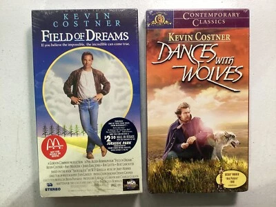 Kevin Costner VHS Lot Sealed Dances With Wolves Watermark Field of Dreams Promo - Image 1 of 4