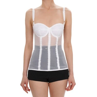 DOLCE & GABBANA Encaje Bralette Bustier Corsé Top Blanco IT 40 US 4 XS S  Foto 1 de 4