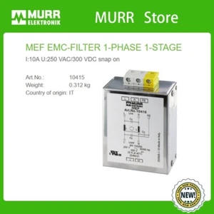 10415 MURR MEF EMV-FILTER 1-PHASE 1-STUFE I:10A U: 250 VAC/300 VDC einrasten100 % NEU - Bild 1 von 5