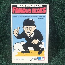1972 Fleer Laughlin Famous Feats Baseball #31 Bill Klem EX/NM (1)