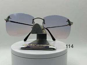 Vintage Oversize Sunglasses NOS Rimless Style Sea Flame Lens Silver Frame 80s| - Picture 1 of 9