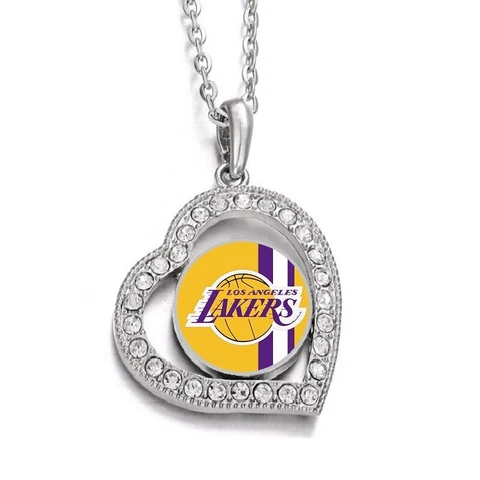 Los Angeles LA Lakers Womens Sterling Silver Link Chain Necklace And Pendant D19 Cover