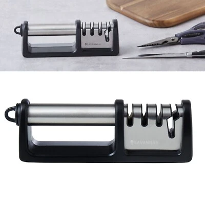100% Genuine! SAVANNAH Knife and Scissors Sharpener Silver 22.5 x 5 x 7.5 cm! - image 1 of 4