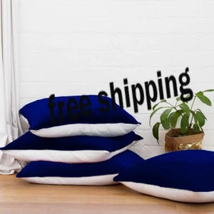 2 PC 36"x36" Royal Blue and White Velvet Cushion Cover Home Décor Free Shipping - Picture 1 of 4