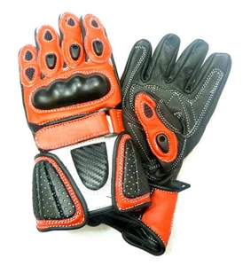 Kids Childrens Sport Minimoto Motorcycle Racing Leather G-304 Glove Red - T - Picture 1 of 7