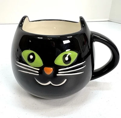 Linda taza de café con forma de gato taza de té orejas de gatito ojos verdes Foto 1 de 4