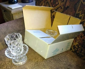 NEW Partylite Quilted Crystal Pair Shell Rib Glass Votive Candle Holders P9246 ! - Picture 1 of 13