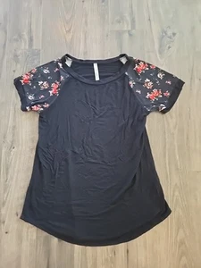 Coole Melone Damen Bluse/Top/Tunika Gr. M schwarz & geblümt Kurzarm süß fließend - Bild 1 von 7