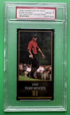 Tiger Woods 1998 Champions of Golf The Masters Collection Rookie Card RC PSA 8 - Image 1 of 2