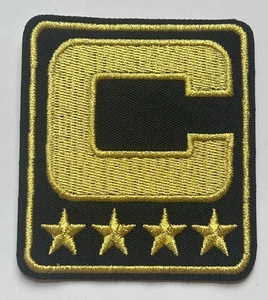 CAPTAIN FOOTBALL JERSEY 4 STAR - BLACK/GOLD - Iron On/Sew-On Patch - Picture 1 of 3