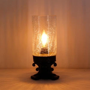 ANLONGLU kleine Crackled Glas Tischlampe Mini Kerze Schreibtisch Nachtlicht schwarz R... - Bild 1 von 8