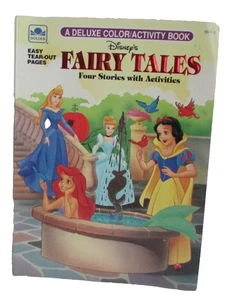 VINTAGE 1991 Disney's Fairy Tales Four Stories with Activities Coloring Book - Picture 1 of 2