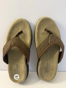 Dexter Comfort Memory Foam Slip-on Thong Sandal Mens Size 10 Brown Flipflops - Picture 1 of 5