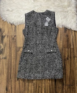 French Connection Women’s Size 10 Chantelle Herringbone Dress Black/White NWT - Picture 1 of 13