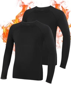Youth Boys Thermal Compression Shirt - 2 Pack Long Sleeve Fleece Undershirts ... - Picture 1 of 6