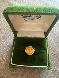 Schutzengel 0,999 Gold 1 gr Münzring 14k Gelbgoldfassung 3,0 g Gr. 6 WIE BESEHEN - Bild 1 von 11