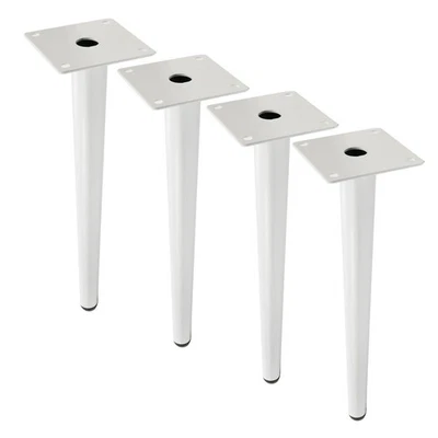Paquete de 4 patas de metal blanco diseño cónico de 12" mesa de centro/vestidor uso resistente Foto 1 de 4