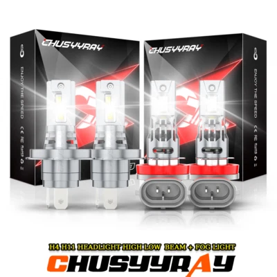 Комплект светодиодных фар дальнего/ближнего света Qty4 для Nissan Versa 2007-2018 H4 H11 - Изображение 1 из 4