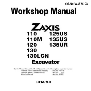 Workshop manual for Hitachi-Zaxis 110 110M 120 125US 130 130LCN 135US 135UR - Picture 1 of 3
