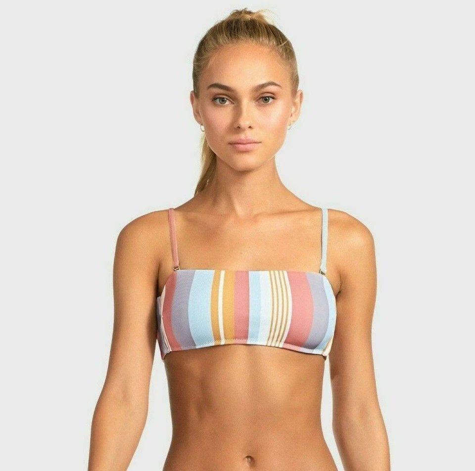 Top de bikini VITAMIN A 285927 Swim Verano a rayas Mila Bandeau, talla 10/L Foto 1 de 2