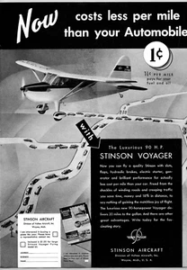 Vintage 1941 Aviation Print Ad - Stinson Voyager - Stinson Aircraft Company - Bild 1 von 1