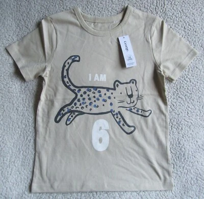 Kids I Am 6  Leopard Cream T Shirt Top Age 6-7 Years Brand New With Label - Image 1 of 4