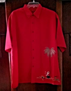 BAMBOO CAY Men's Hawaiian Christmas Red Santa's Presents with Reindeer Shirts - Picture 1 of 5
