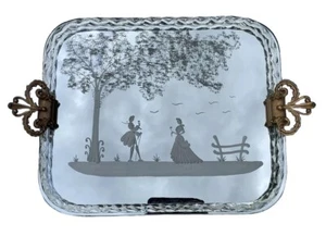 VINTAGE-MURANO-BAROVIER-VENATION-ETCHED GLASS-TRAY-GOLD FLECKED TWISTED GLASS - Picture 1 of 20