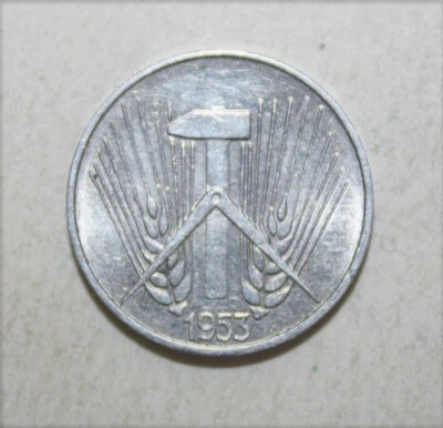 S1 - East Germany 1 Pfennig 1953-E Uncirculated Aluminum Coin - Protractor - Image 1 of 2
