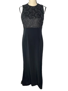 Evan Picone festliches Kleid schwarz Größe 6 ärmellos Perlen Spitze Mieder - Bild 1 von 7