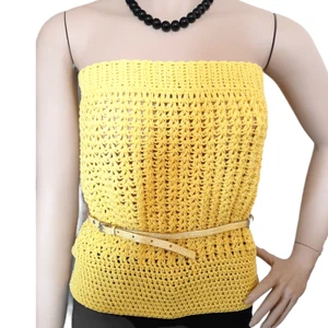 Top donna uncinetto spalle nude GIALLO - Imagen 1 de 1