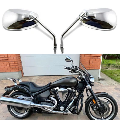 For Yamaha Warrior XV1700 Motorcycle Chrome Rearview Side Mirrors Oval Style Foto 1 de 4