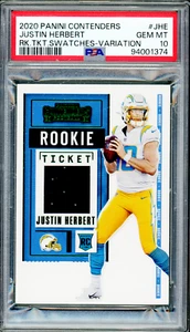 JUSTIN HERBERT 2020 Panini Contenders Rookie Ticket Variation Rookie Card PSA 10 - Picture 1 of 2