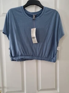 Sweaty Betty Peaceful Split T-Shirt Size XL Blue NEW BNWT - Picture 1 of 9