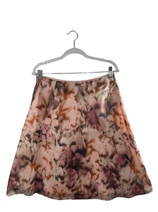 Due Per Due Pink Floral Silk A-line Skirt Size 8 Lined Knee Length Spring - Picture 1 of 9
