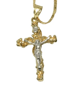 14k Gold Cross Crucifix & 14k Gold Chain Michael Anthony - Picture 1 of 9